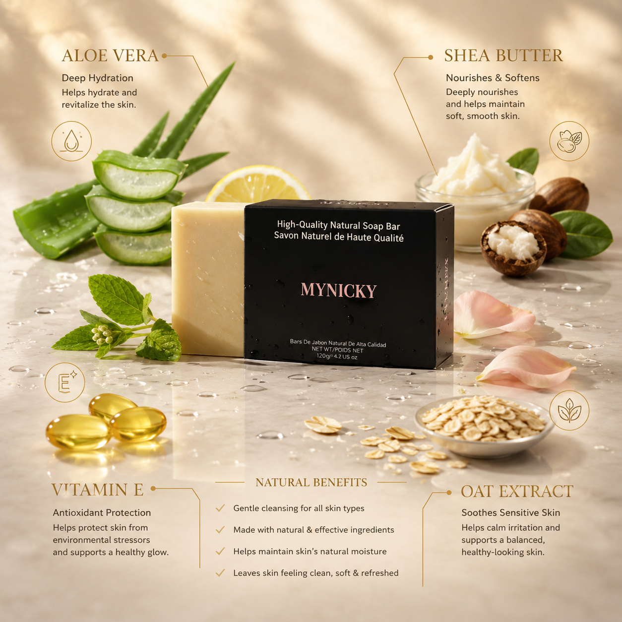 MYNICKY Organic Natural Soap - Coconut & Shea