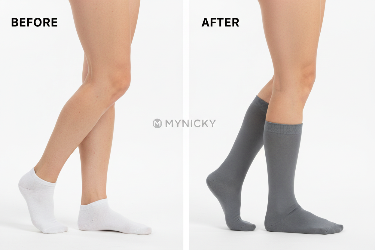 Avant/Après Vue de Côté - Jambes Fléchies