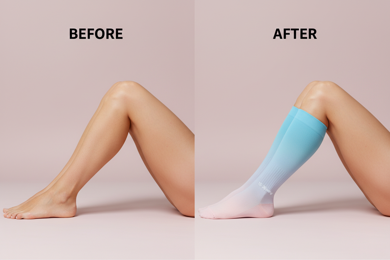 Before After chaussettes compression 1