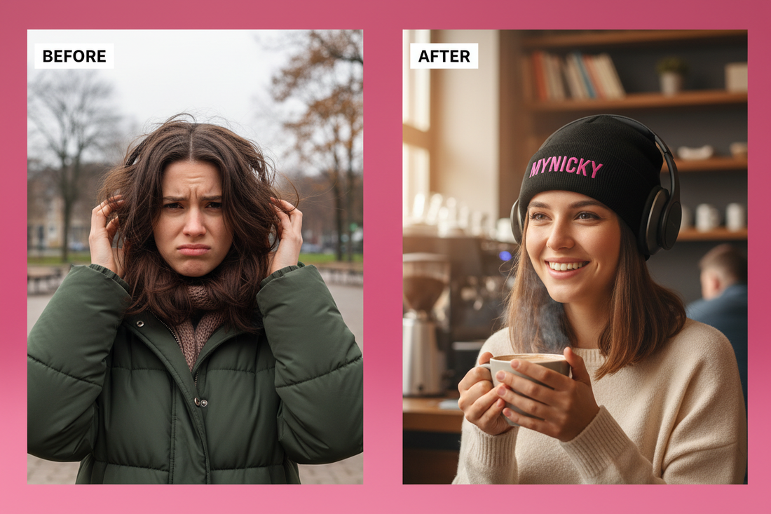 Bonnet MYNICKY - Avant/Après avec Casque