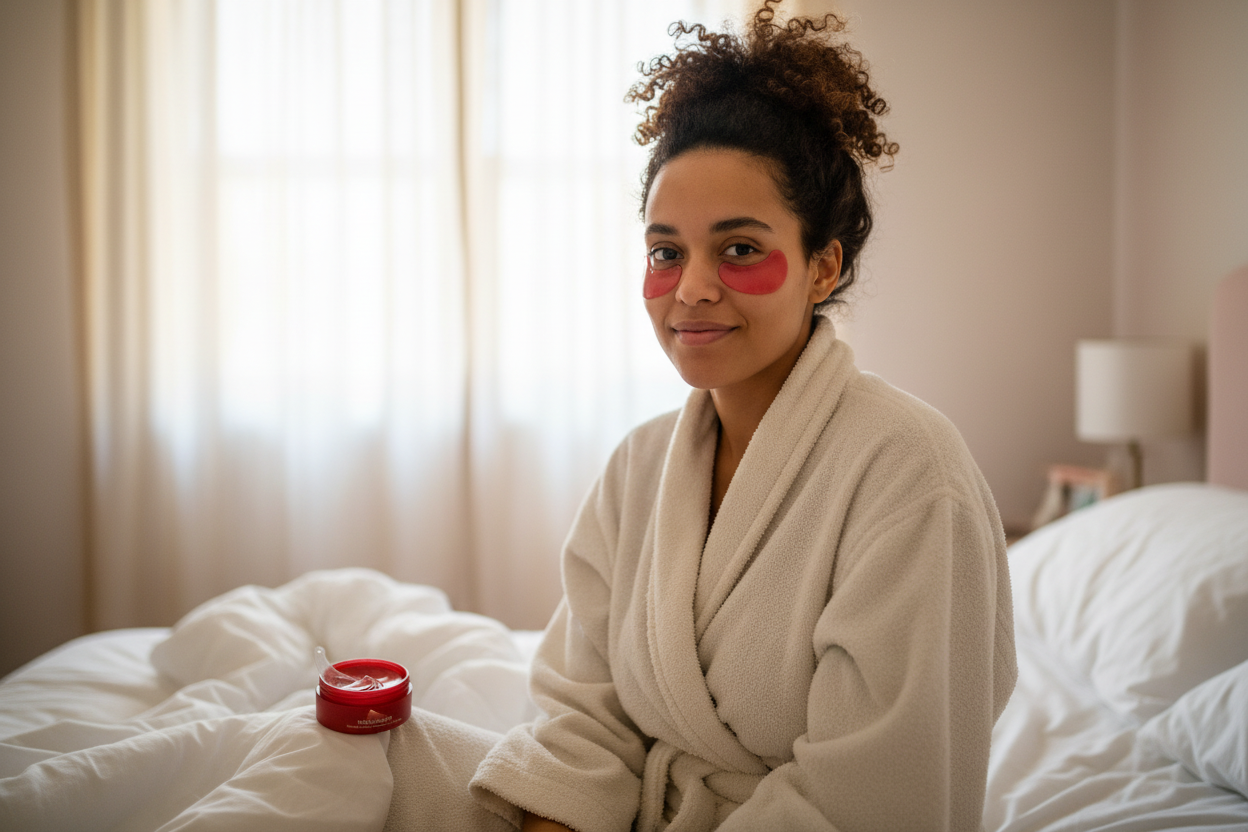 Femme métisse masque yeux