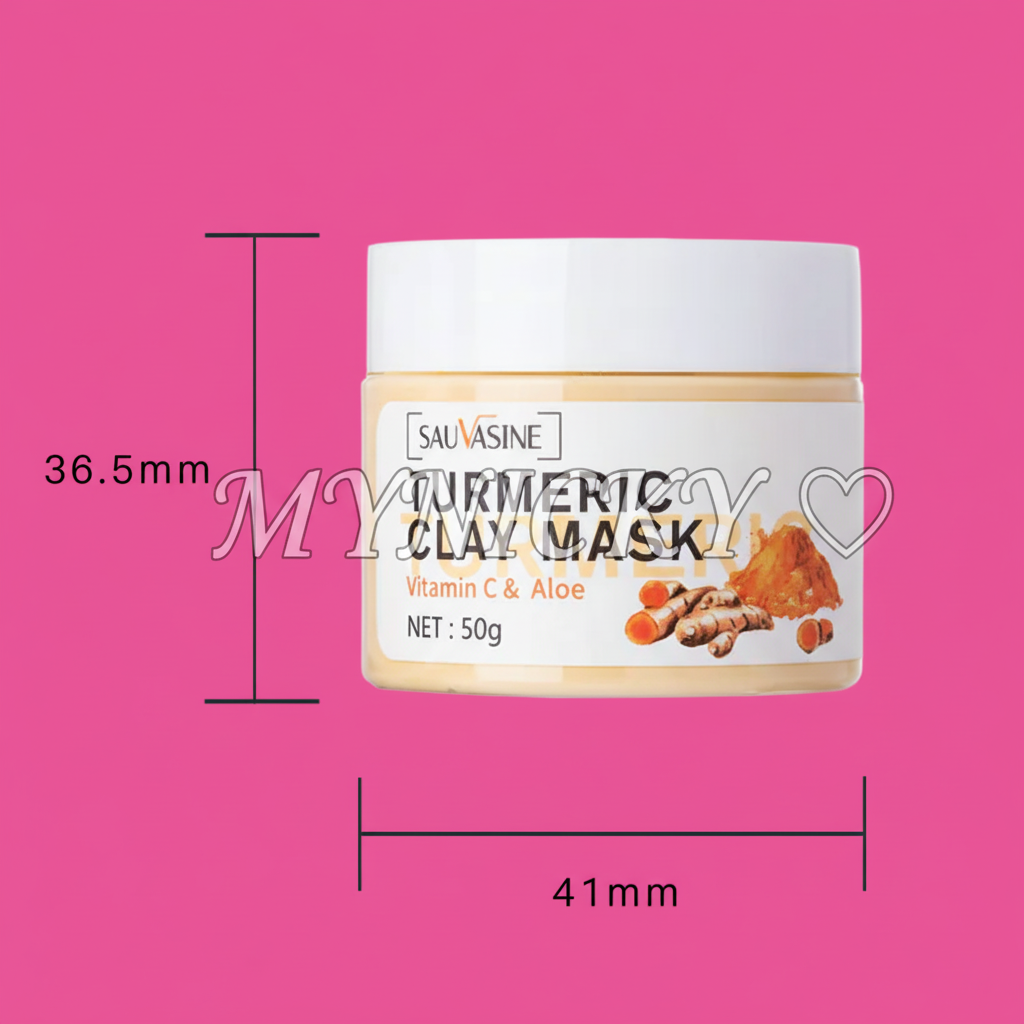 Masque Curcuma Mesures - Fond Rose Vif + Filigrane