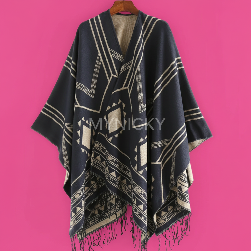 Photo 5 - Poncho noir/beige