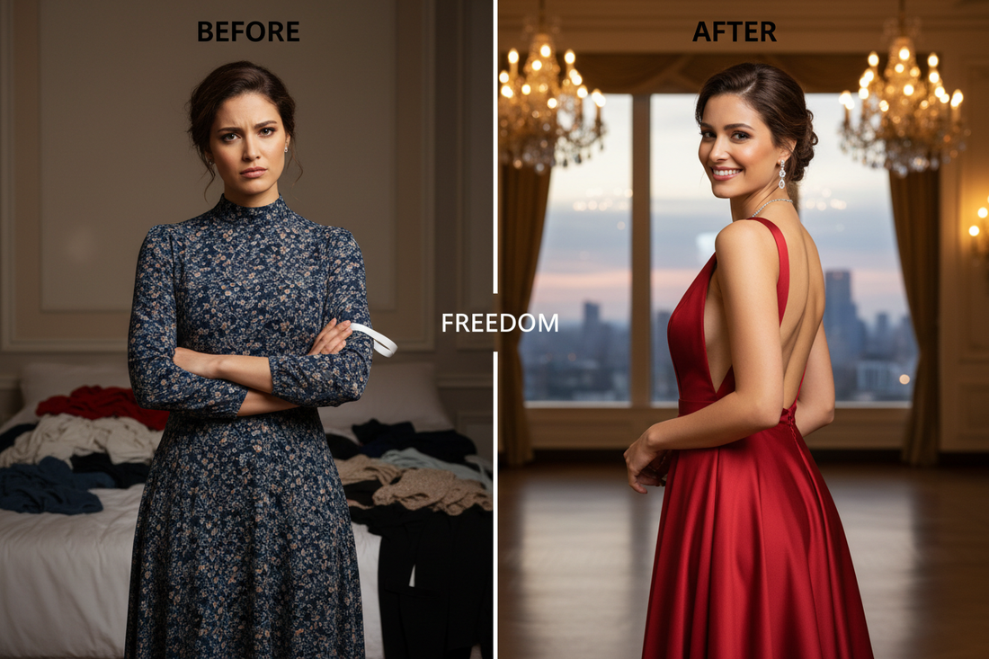 Photo BEFORE/AFTER Bandes Push-Up - Liberté vestimentaire