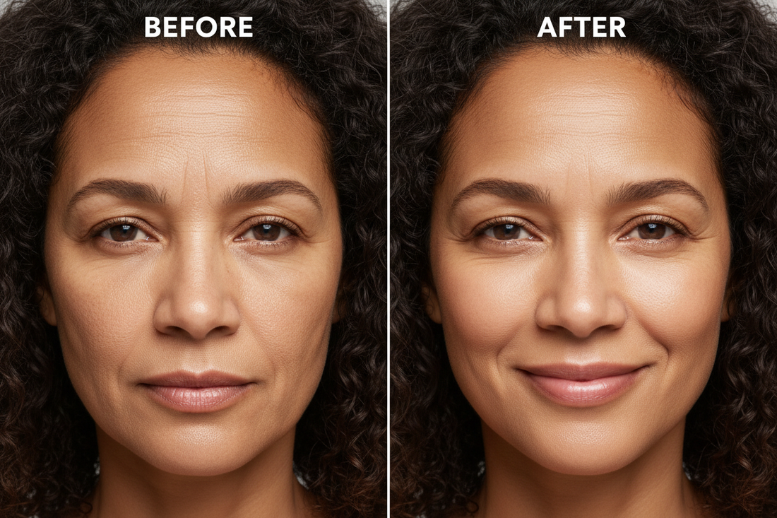 Photo BEFORE/AFTER Sérum Anti-Rides - Métisse avec sourire