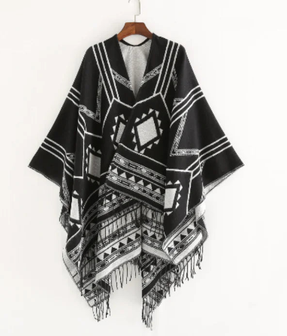 Poncho Ethnique Chaleur - Style Bohème et Confort Hiver