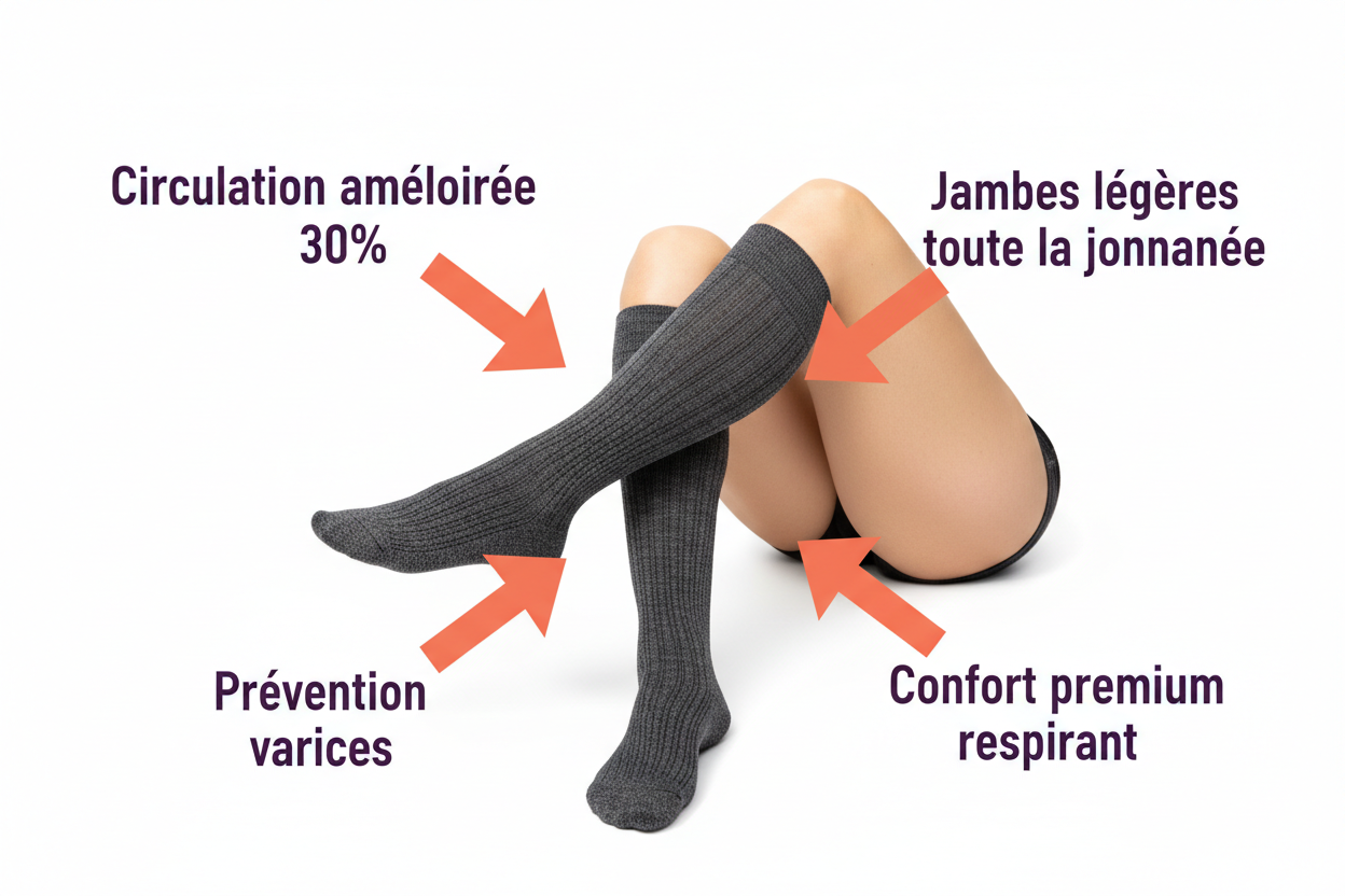 Visuel bénéfices Chaussettes de Compression