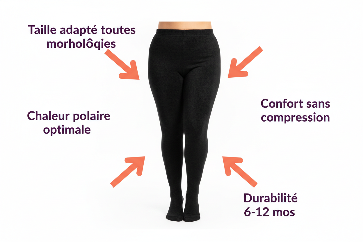 Visuel bénéfices Collants Polaire Grande Taille