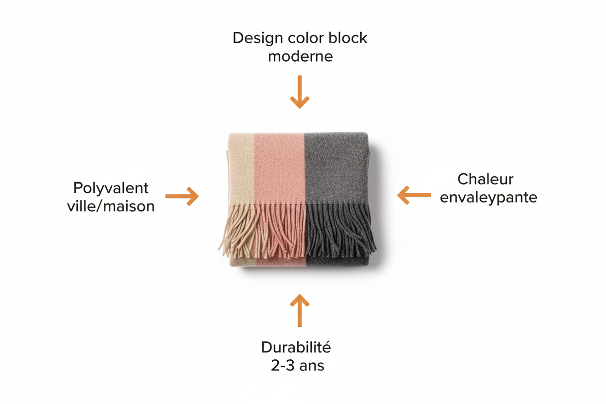 Visuel bénéfices Poncho Color Block - Style identique