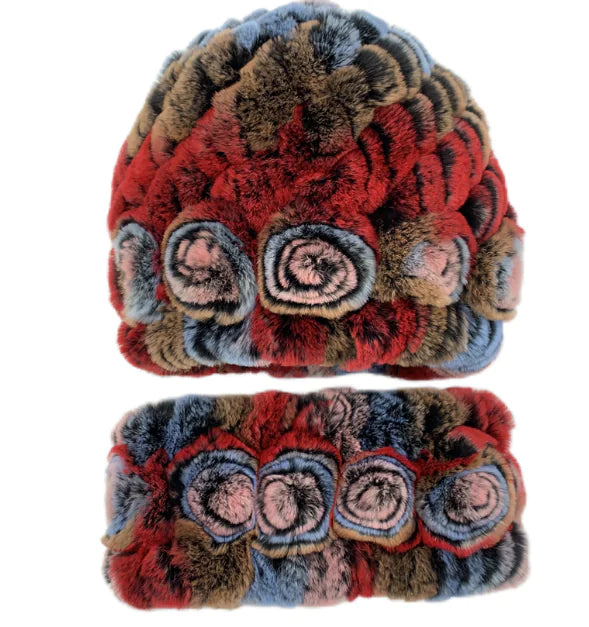 Rex Fur Hat and Scarf Set - Premium Winter Warmth